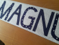 Preview: Namenskissen Magnus weiß mit blauen Pünktchen 40x80