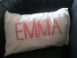 Preview: Namenskissen Emma weiß mit roten Pünktchen 40x80