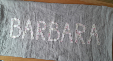 Preview: Namenskissen Barbara helles taupe 40x80