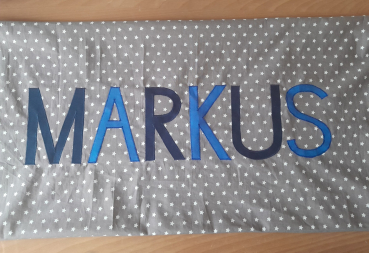 Preview: Namenskissen Markus Sterne taupe 40x65