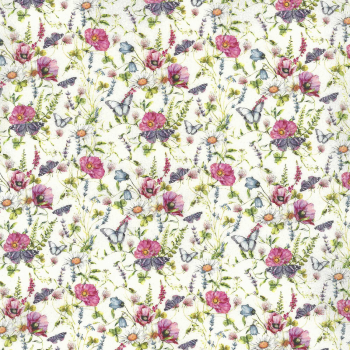 Namenskissen Stoff Westfalenstoff Florenz Schmetterlinge Wildblumen