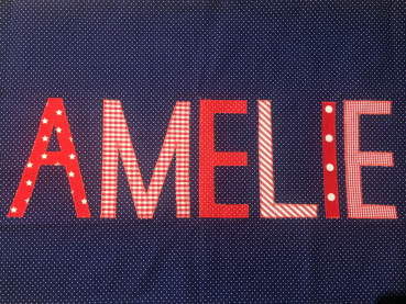Preview: Namenskissen Amelie Minipunkte marine 40x80