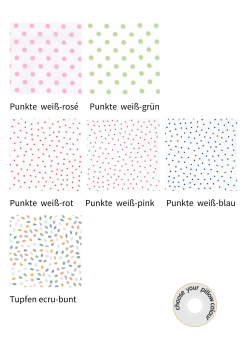 Namenskissen Stoffe weiß mit bunten Pünktchen