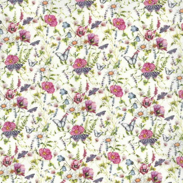 Namenskissen Stoff Westfalenstoff Florenz Schmetterlinge Wildblumen
